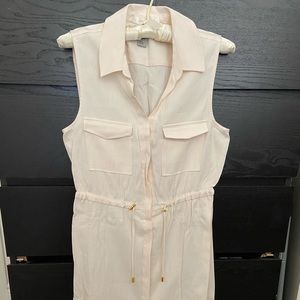 Cream white button-down dress
